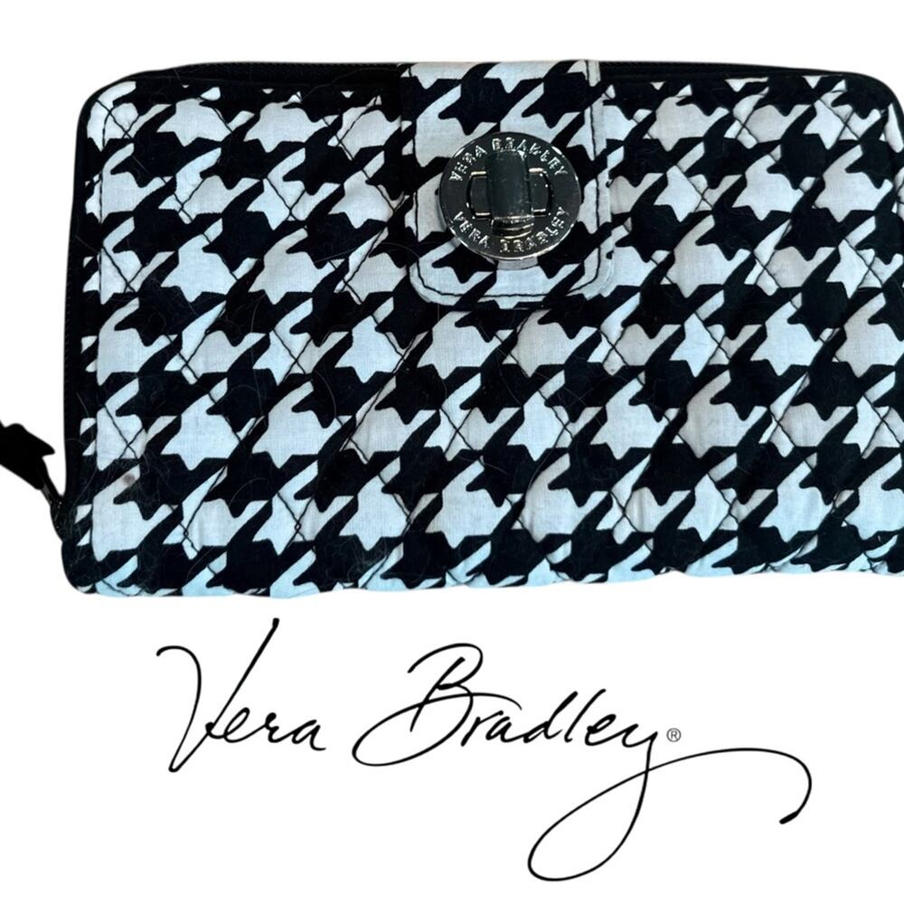 Vera Bradley Midnight Houndstooth Turn Lock Wallet EXCELLENT!